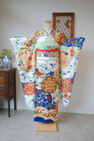 No.115 白綸子アールデコ宝相華文様刺繍振袖