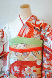 No.135 波に四季草花舞鶴文様振袖