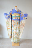 No.110 鶴に百花文様青ぼかし振袖