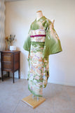 No.262 鶯色貝桶に四季の花々文様錦紗振袖