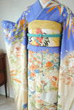 No.110 鶴に百花文様青ぼかし振袖