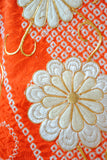 No.306  朱色絞り熨斗文様菊花刺繍振袖