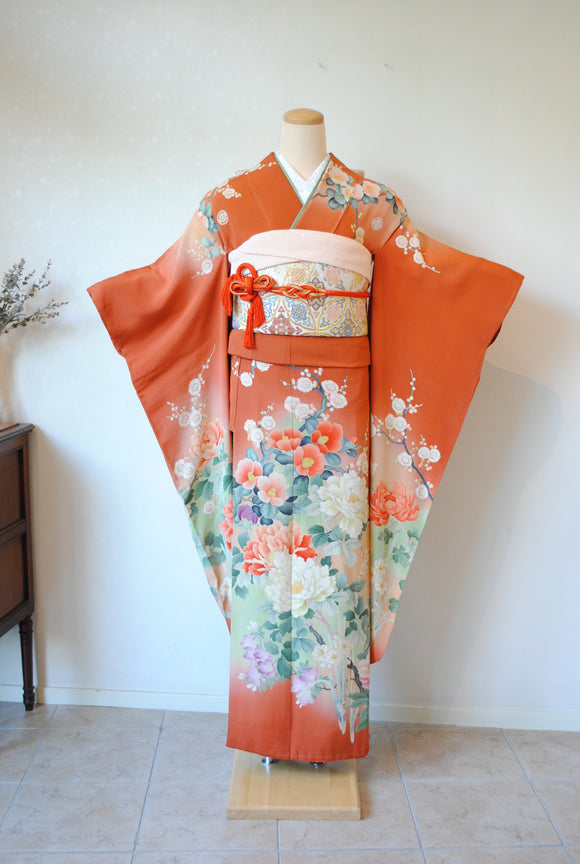 No.198 百花文様ぼかし錦紗振袖