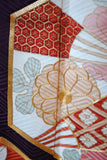 No.173 亀甲文様に扇面刺繍綸子振袖