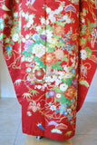 No.233 赤地花車文様刺繍綸子振袖　