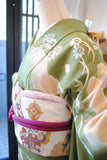 No.262 鶯色貝桶に四季の花々文様錦紗振袖