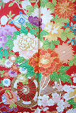 No.233 赤地花車文様刺繍綸子振袖　