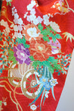 No.233 赤地花車文様刺繍綸子振袖　