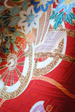 No.233 赤地花車文様刺繍綸子振袖　