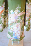 No.262 鶯色貝桶に四季の花々文様錦紗振袖