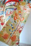 No.264 鶯色百花花薬玉文様振袖