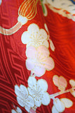 No.233 赤地花車文様刺繍綸子振袖　
