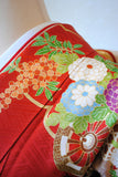 No.233 赤地花車文様刺繍綸子振袖　
