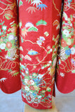 No.233 赤地花車文様刺繍綸子振袖　