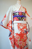 No.4 四君子丸文様白綸子振袖