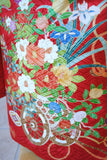 No.233 赤地花車文様刺繍綸子振袖　