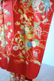 No.233 赤地花車文様刺繍綸子振袖　