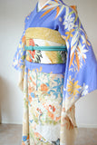 No.110 鶴に百花文様青ぼかし振袖