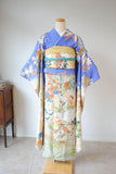 No.110 鶴に百花文様青ぼかし振袖