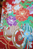 No.233 赤地花車文様刺繍綸子振袖　
