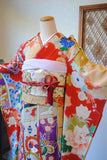 No.236　雲取りに几帳吉祥花々アンティーク振袖