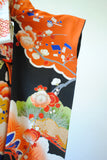 No.160 檜扇に鶴梅刺繍黒振袖