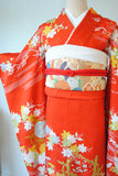 No.108 御所解文様刺繍縮緬赤振袖