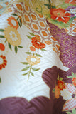 No.271 吉澤織物　吉祥雲取文様四季の花々刺繍振袖