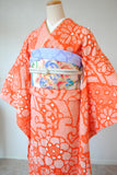 No.301 菊花に波頭文様橙総絞り振袖