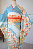 No.91 甕覗き色鳳凰文様絞り染め分け振袖