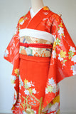 No.108 御所解文様刺繍縮緬赤振袖