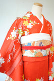 No.108 御所解文様刺繍縮緬赤振袖