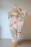No.251 南天に松皮菱取り文様刺繍振袖