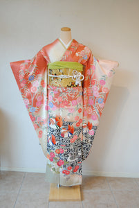No.263 枝垂れ花々におしどり光琳文様振袖