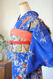 No.229 【特選】群青色錦紗地百花繚乱刺繍振袖　一式
