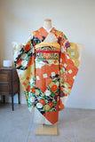 No.243　檜扇に菊文様刺繍綸子振袖