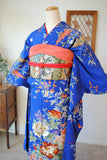 No.229 【特選】群青色錦紗地百花繚乱刺繍振袖　一式