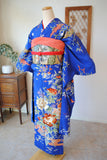 No.229 【特選】群青色錦紗地百花繚乱刺繍振袖　一式