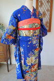 No.229 【特選】群青色錦紗地百花繚乱刺繍振袖　一式