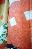 No.243　檜扇に菊文様刺繍綸子振袖