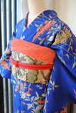 No.229 【特選】群青色錦紗地百花繚乱刺繍振袖　一式