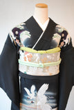 No.109 群鶴に松の図錦紗黒振袖