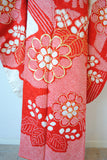 No.64 桐菊に滝文様赤絞り振袖