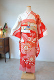 No.64 桐菊に滝文様赤絞り振袖