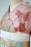 No.225 雪輪総絞りに蝶々刺繍振袖