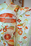 No.107 薄緑色綸子地立涌文様刺繍振袖
