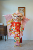 No.140　花々檜扇疋田文様振袖